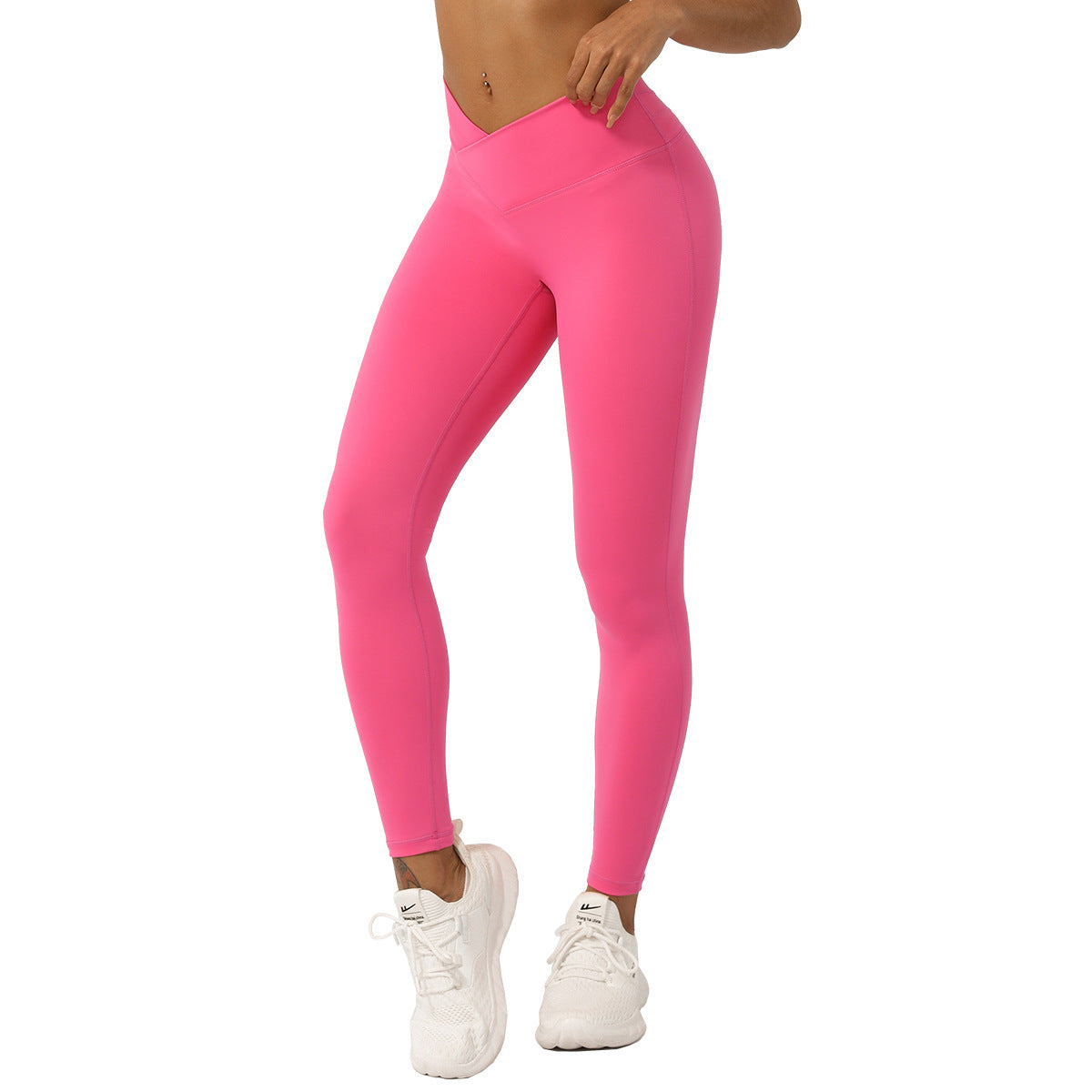 V-Waist Yoga Pants – High-Waist Peach Lift Leggings for Workout & Fitness