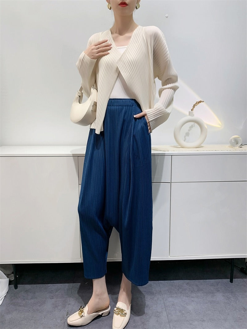 Women’s Wrinkled Harem Suspender Pants