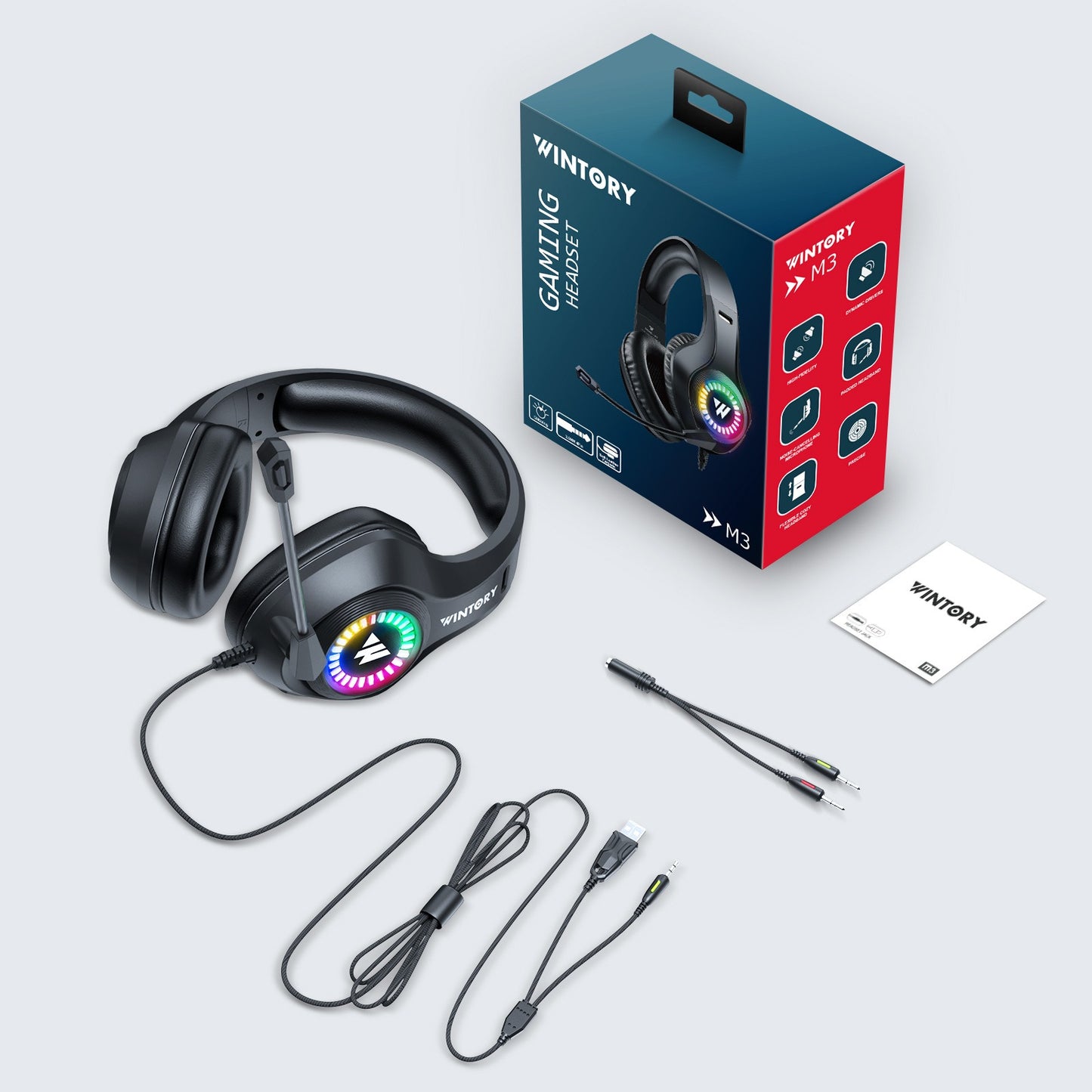 Head mounted gaming headphones wired e-sports