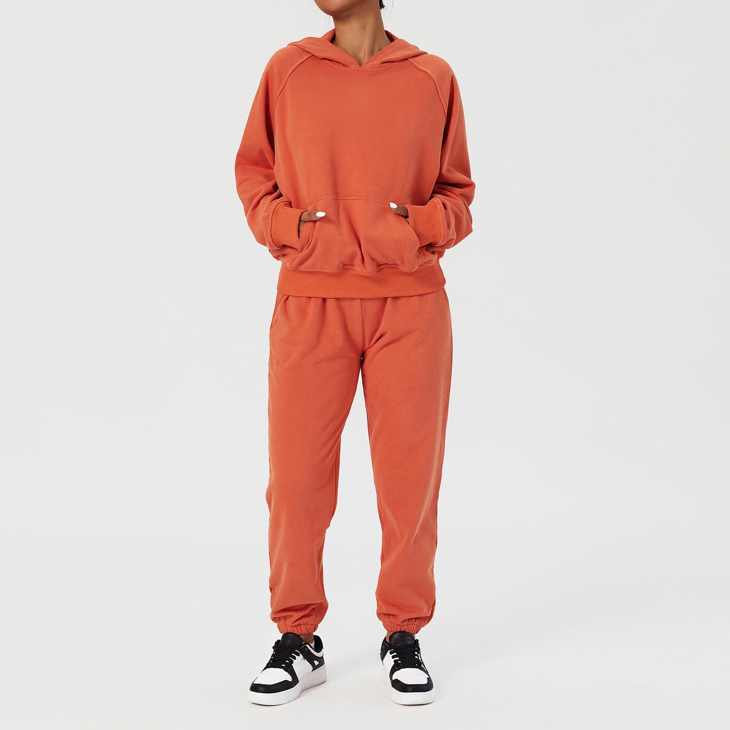 Women's Hooded Loose Sport Casual Sweater Set .