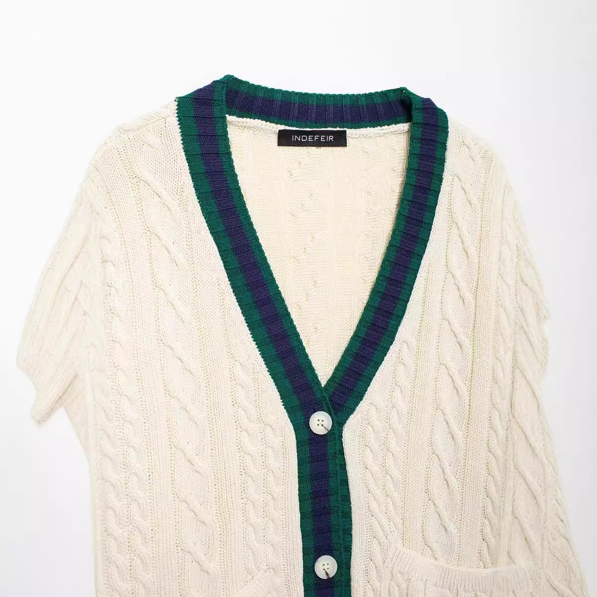 V-neck contrasting knitted top jacket, Autumn and Pring