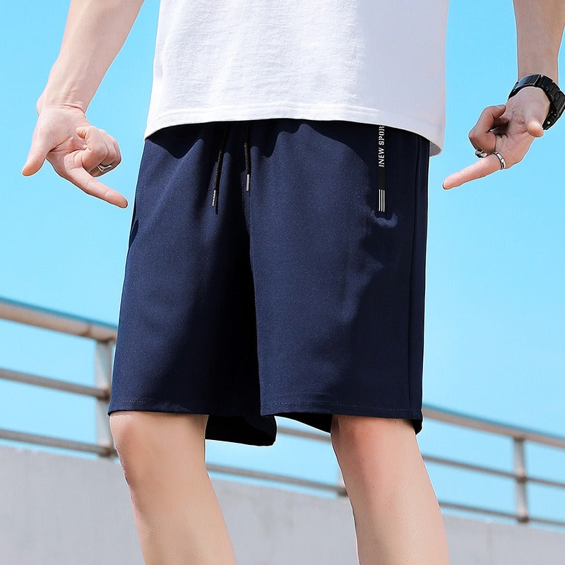 Shorts Mens New Quarter Pants Mens Solid Color Straight Tube