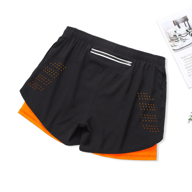 Fake Two Piece Double Layer Sports Shorts