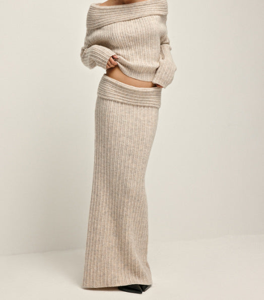 Elegant Winter spring and fall Knitted Two-Piece Set