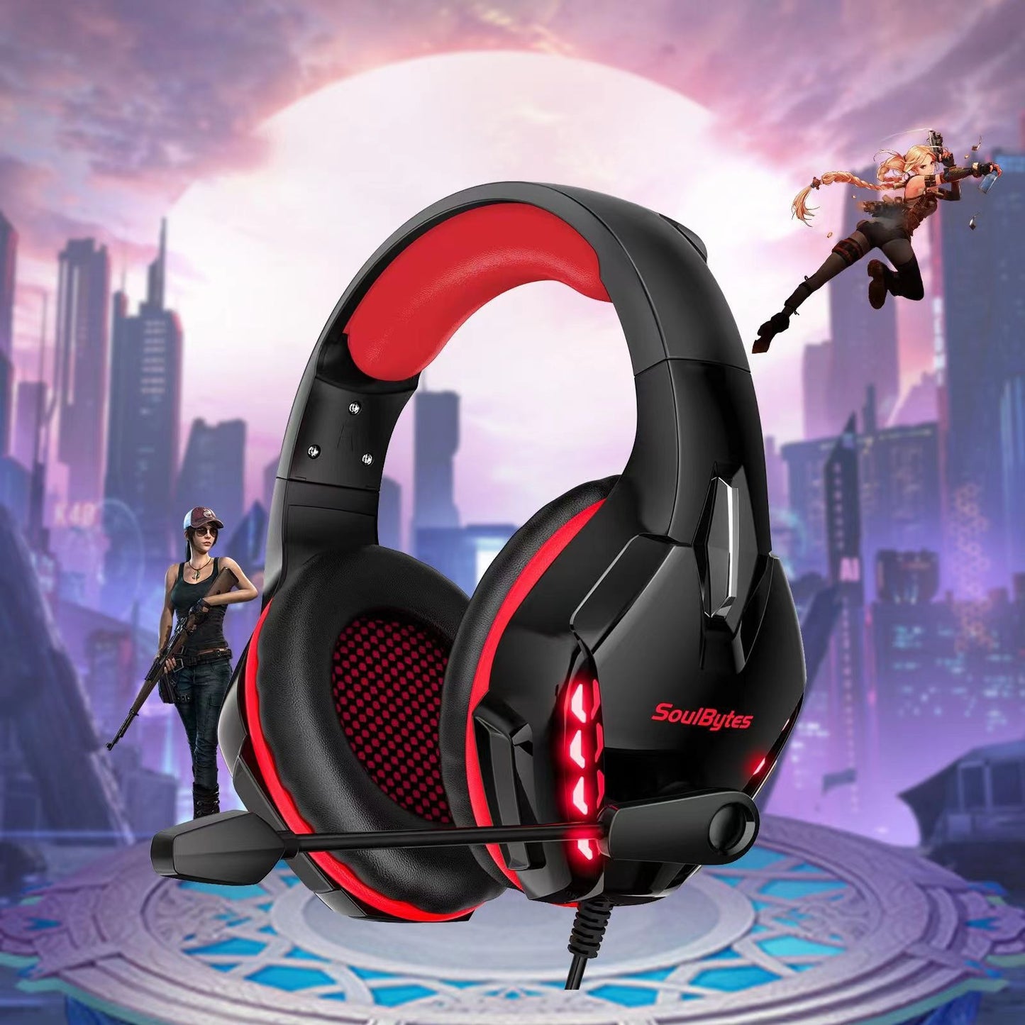 S11 Head mounted Gaming Chicken Earphones Wired Control Esports Earphones.