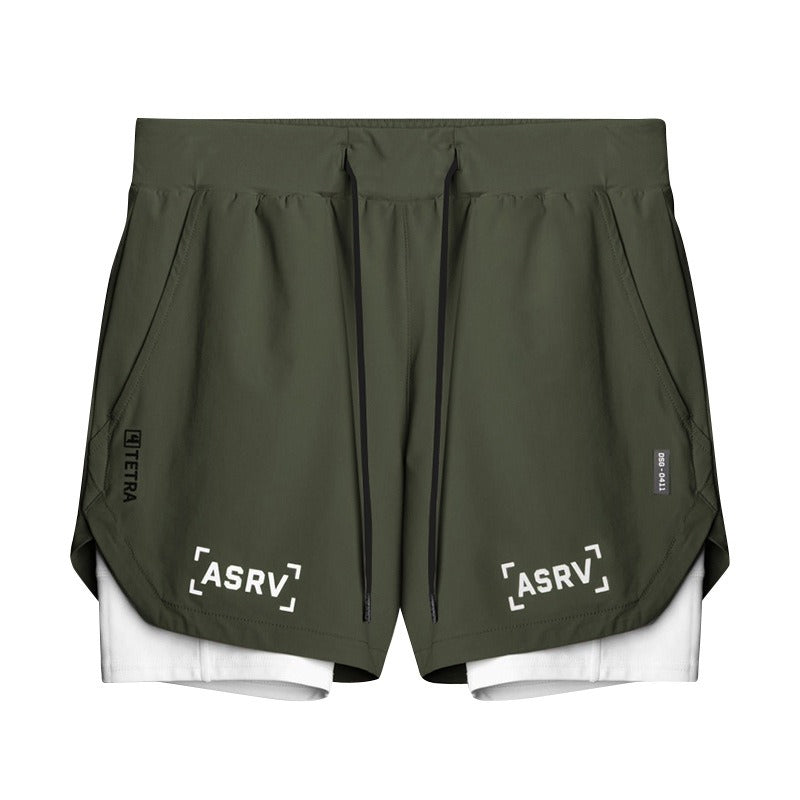 Sports Shorts, Mens Trendy Brand Anti Glare Double Layer Quick Drying Basketball Pants, Outdoor Running Fitness Capris