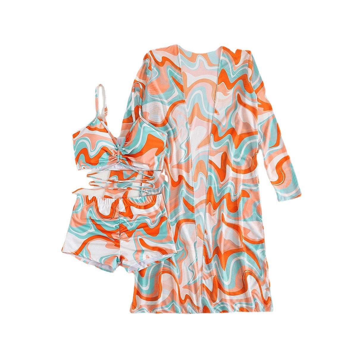 Women's High-Waisted Split Three-Piece Swimwear Set