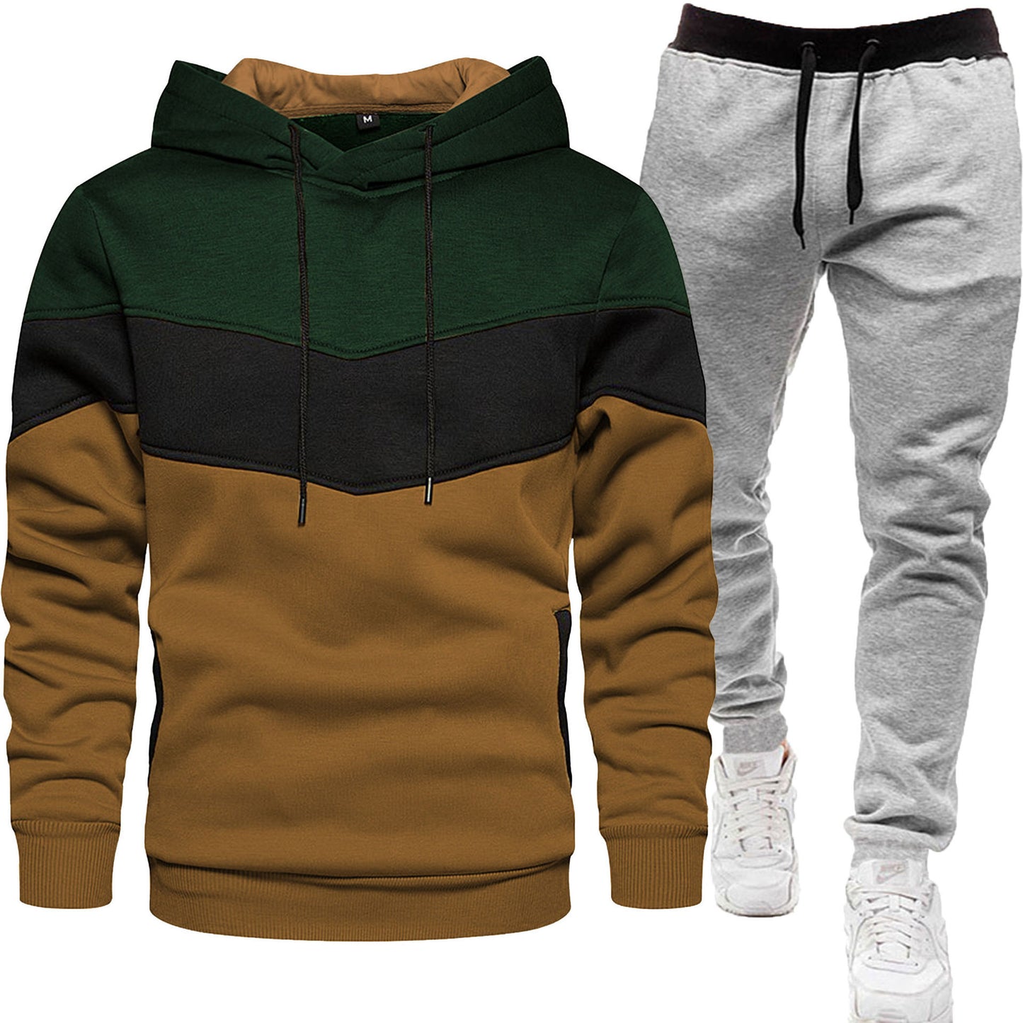 Men's three color hoodie sports suit.