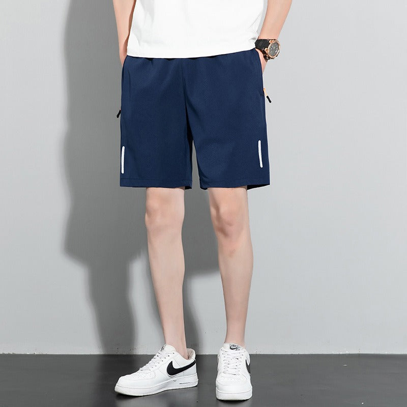 Shorts Mens New Quarter Pants Mens Solid Color Straight Tube