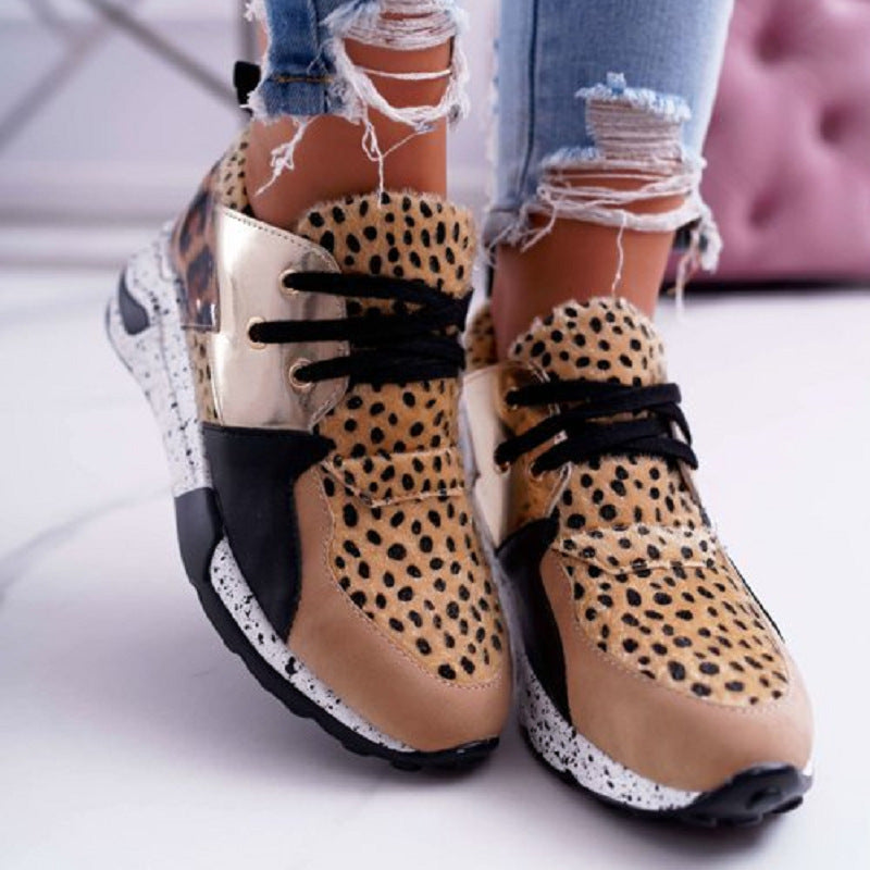 Women's Plus Size Platform Mixed-color Sneakers