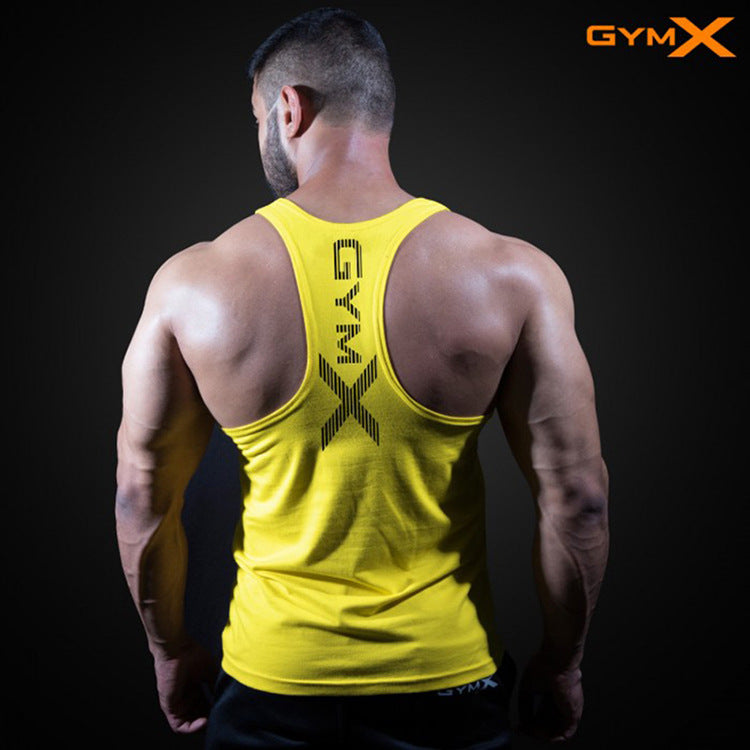 Men's fitness vest muscle exercise tight fitting T-shirt