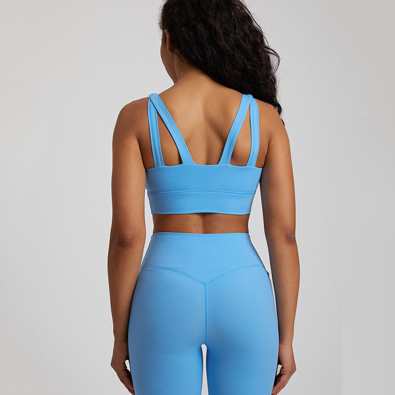 Women's Nude Cross-Back Sports Br. Breathable Yoga & Fitness Top