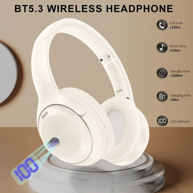 Bluetooth headset with battery display long battery life & foldable design