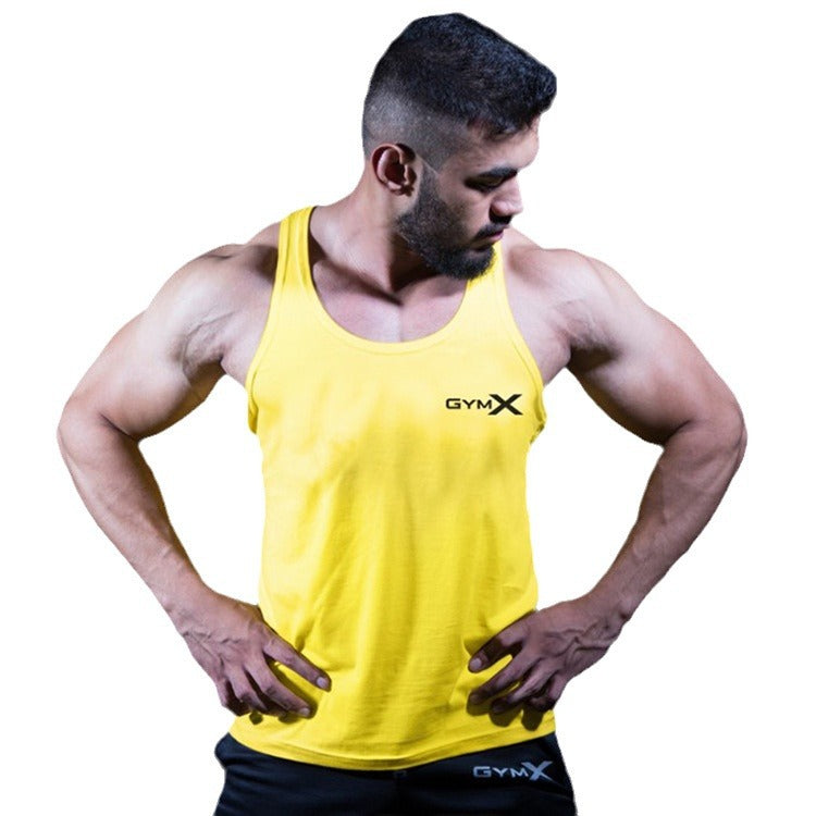 Men's fitness vest muscle exercise tight fitting T-shirt