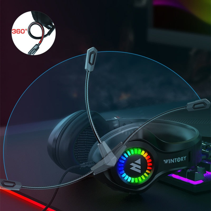 Head mounted gaming headphones wired e-sports