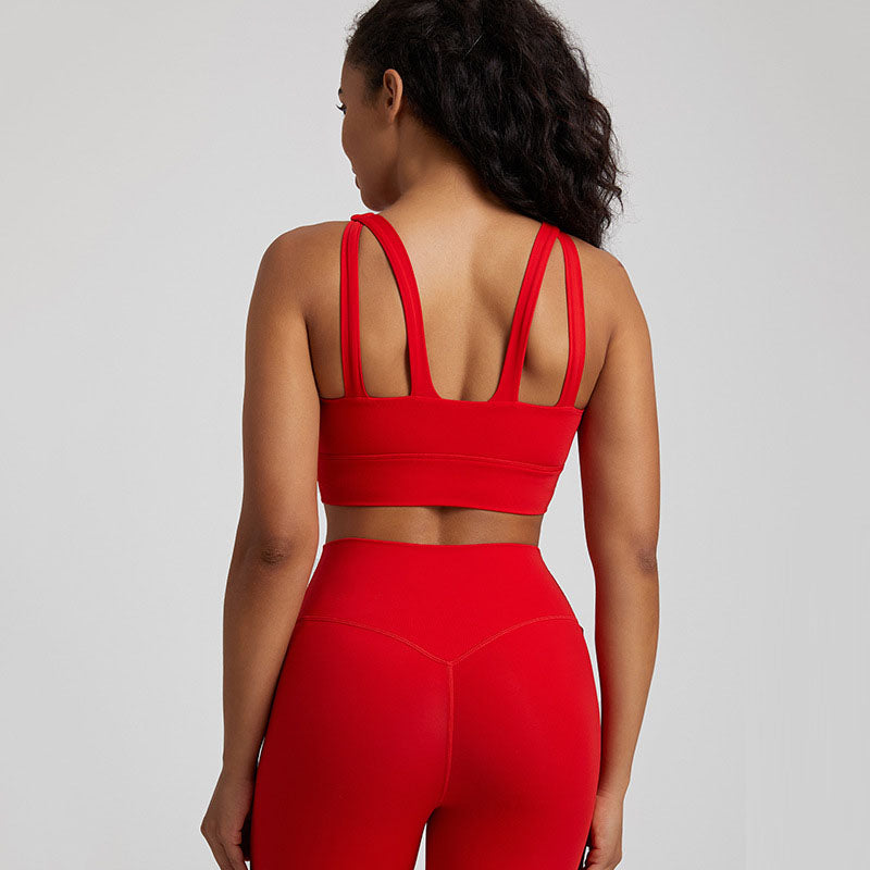 Women's Nude Cross-Back Sports Br. Breathable Yoga & Fitness Top