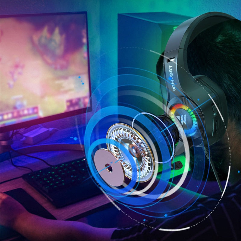 Head mounted gaming headphones wired e-sports