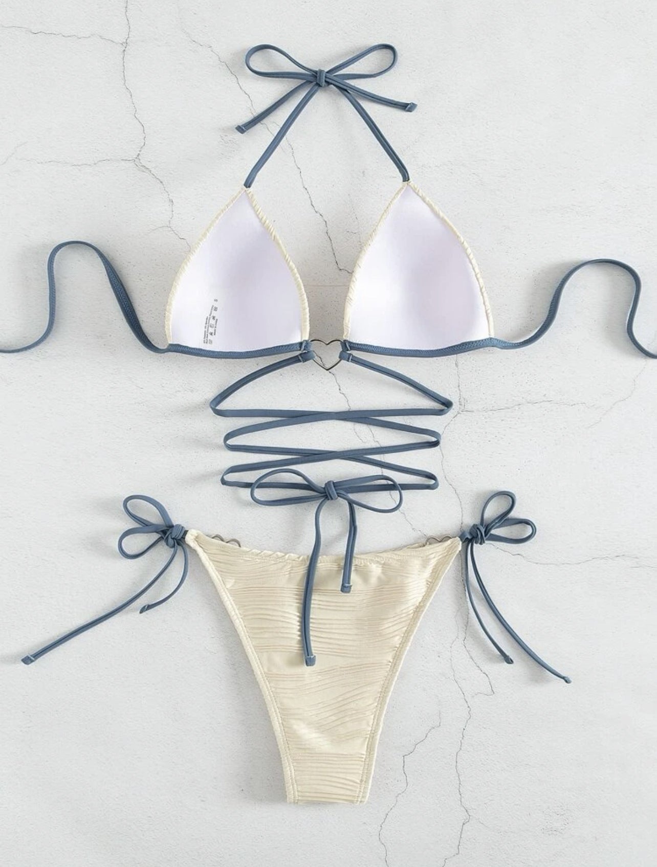 Sexy Hard Cup Bikini – Heart Detail & Adjustable Drawstring Straps