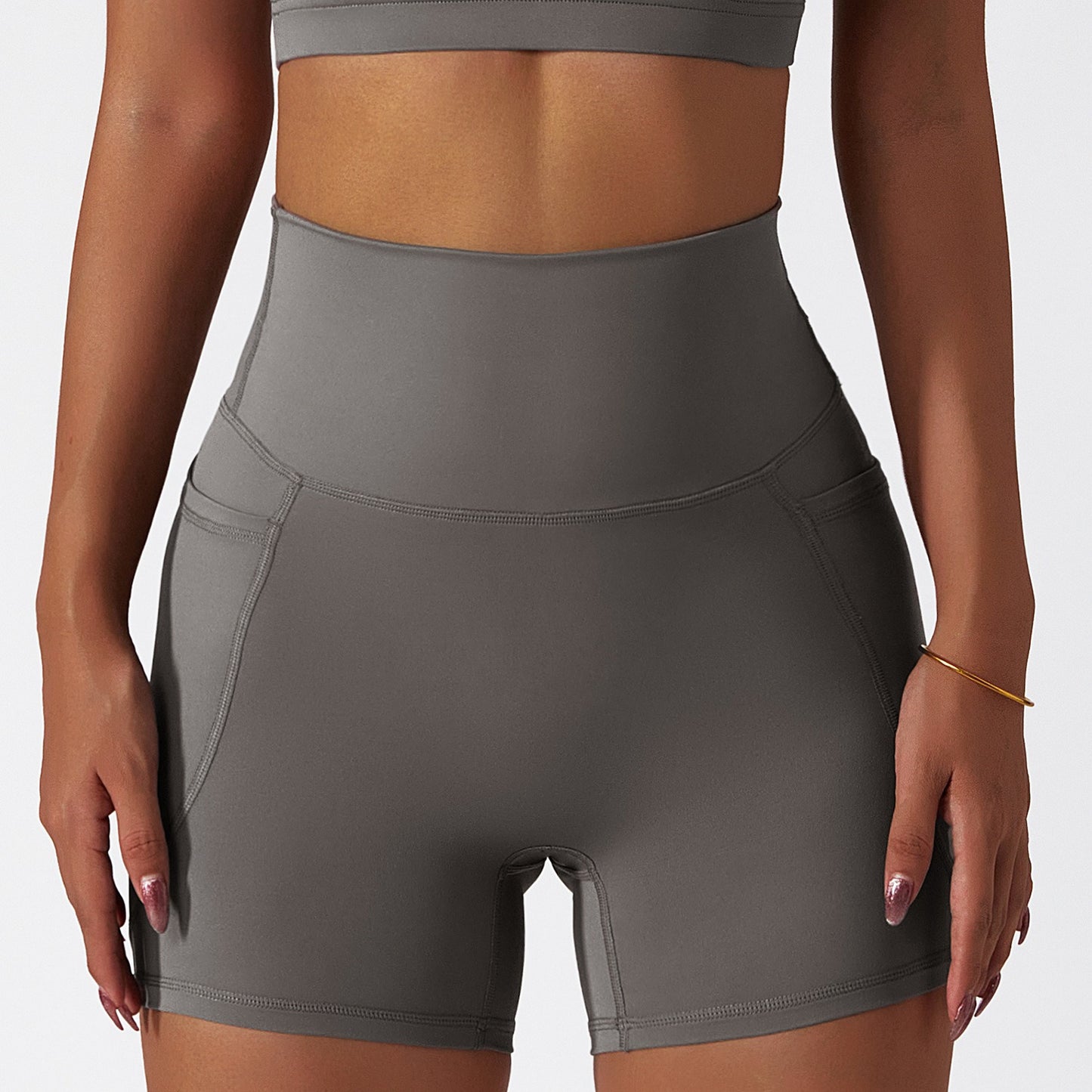 Summer ice silk nude sports shorts quick-drying tight yoga pants