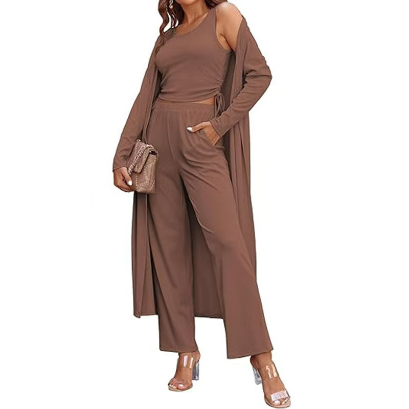 Women's 3 Piece Casual Knit Cardigan Set.