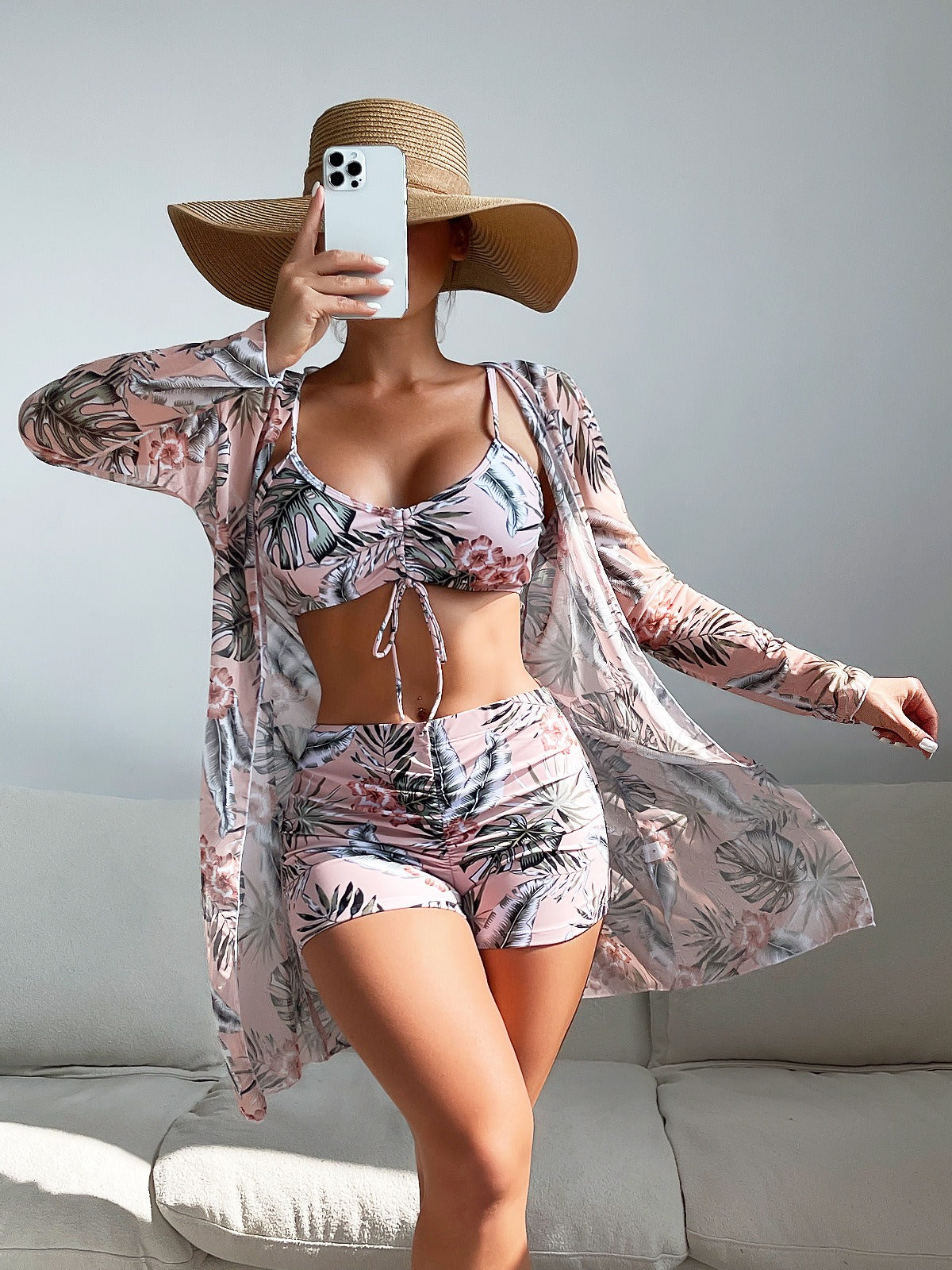Women's High-Waisted Split Three-Piece Swimwear Set