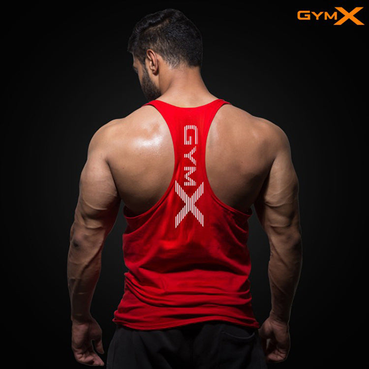 Men's fitness vest muscle exercise tight fitting T-shirt