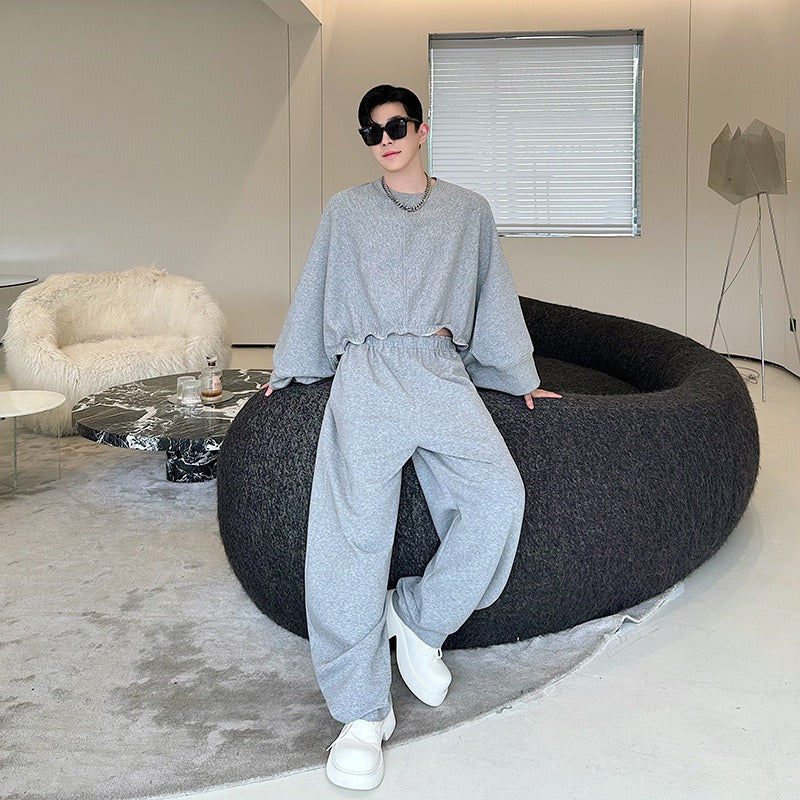 Adjustable short long sleeved sweatshirt set with fashionable design for both men and women