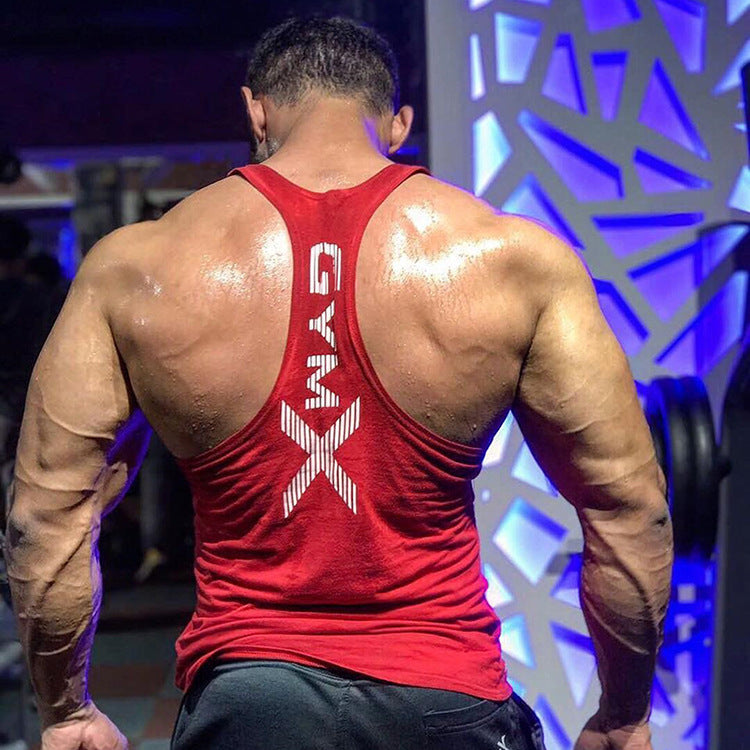 Men's fitness vest muscle exercise tight fitting T-shirt