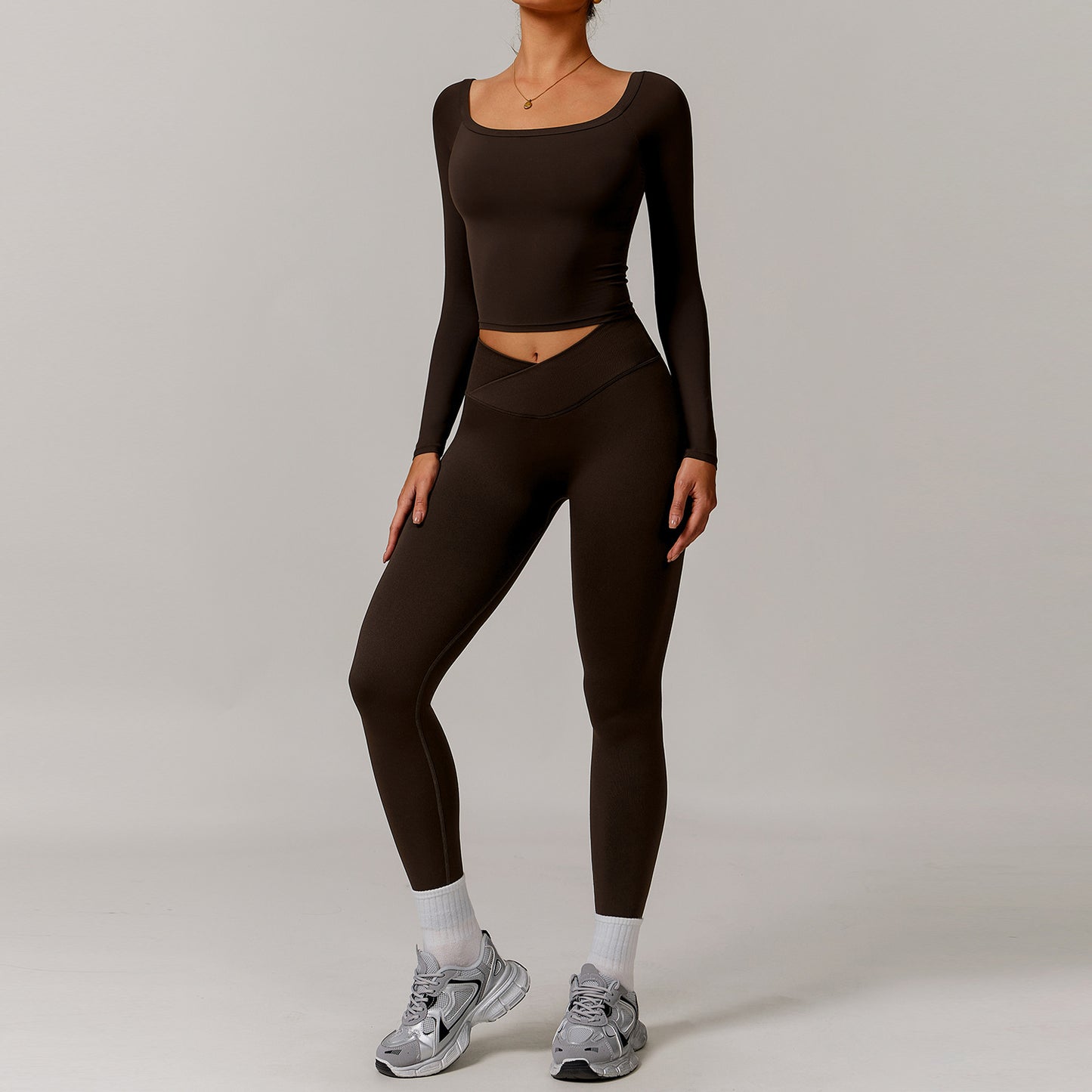 Women’s Off-Shoulder Long Sleeve Yoga Dress – Stylish & Sporty Fit