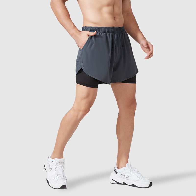 Fake Two Piece Double Layer Sports Shorts