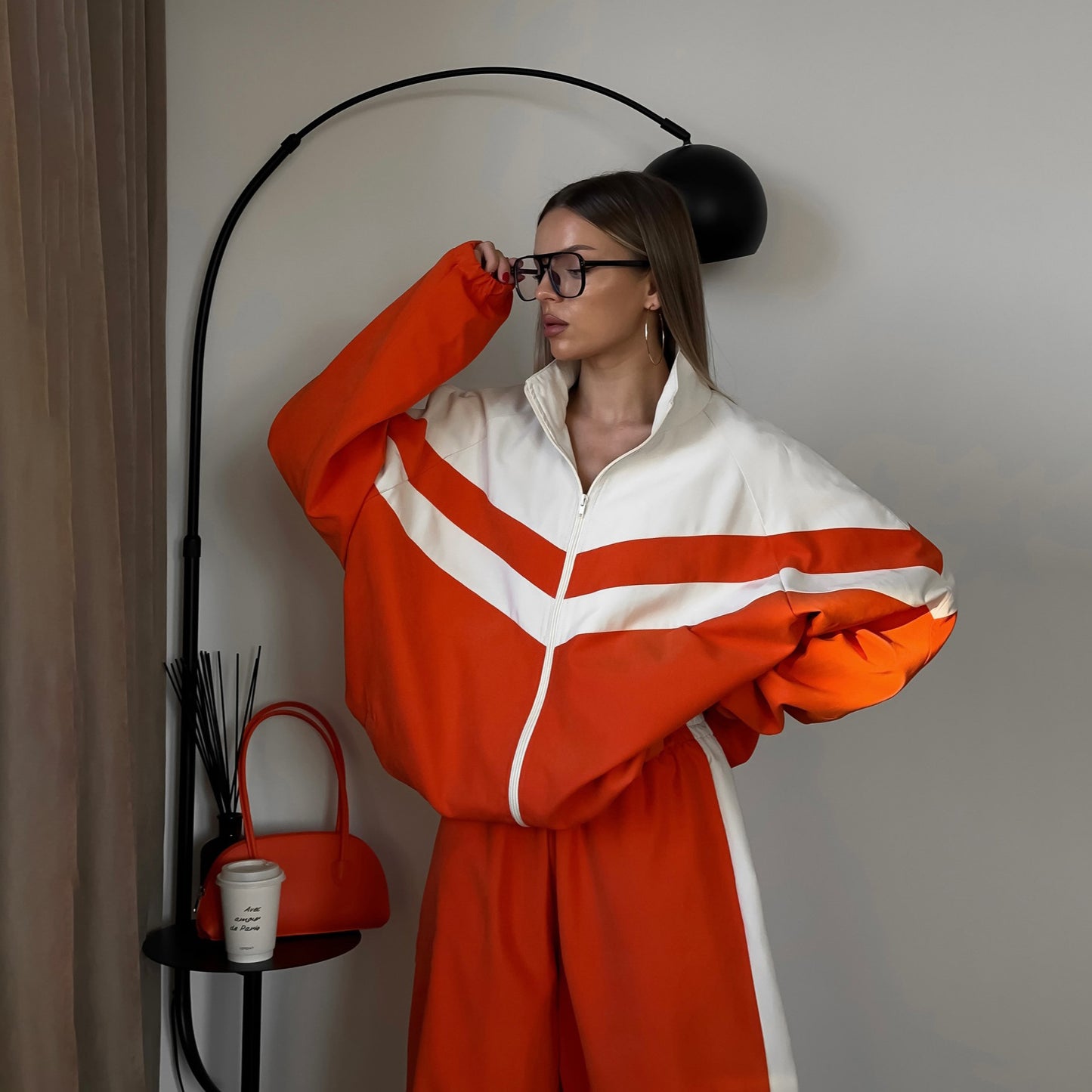 Women’s Sporty Two-Piece Set – Striped Contrast Tracksuit