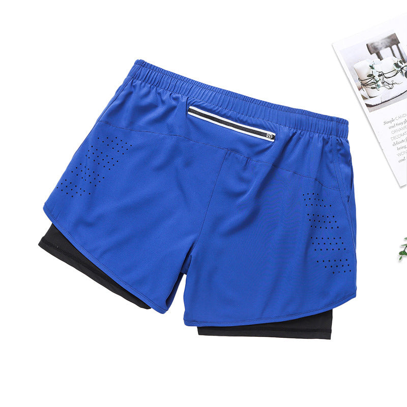 Fake Two Piece Double Layer Sports Shorts