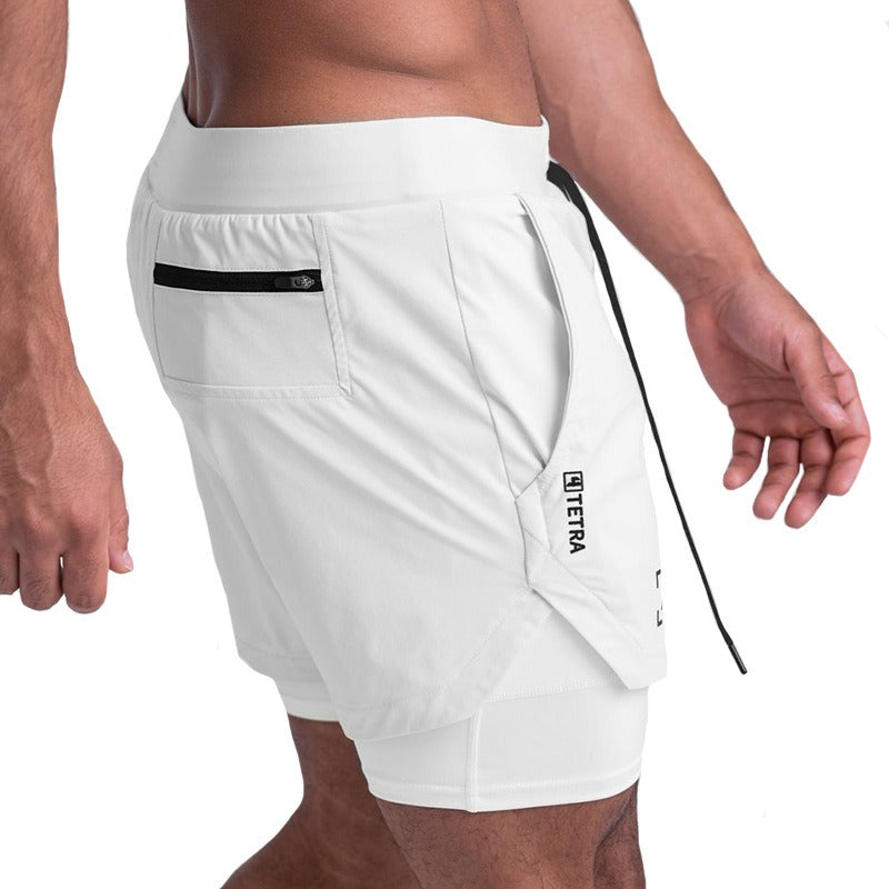 Sports Shorts, Mens Trendy Brand Anti Glare Double Layer Quick Drying Basketball Pants, Outdoor Running Fitness Capris