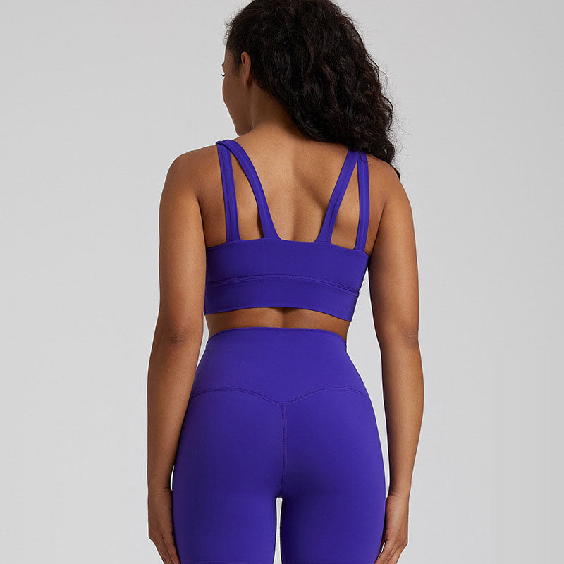 Women's Nude Cross-Back Sports Br. Breathable Yoga & Fitness Top