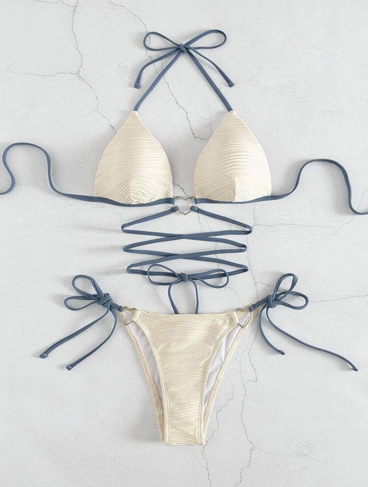 Sexy Hard Cup Bikini – Heart Detail & Adjustable Drawstring Straps