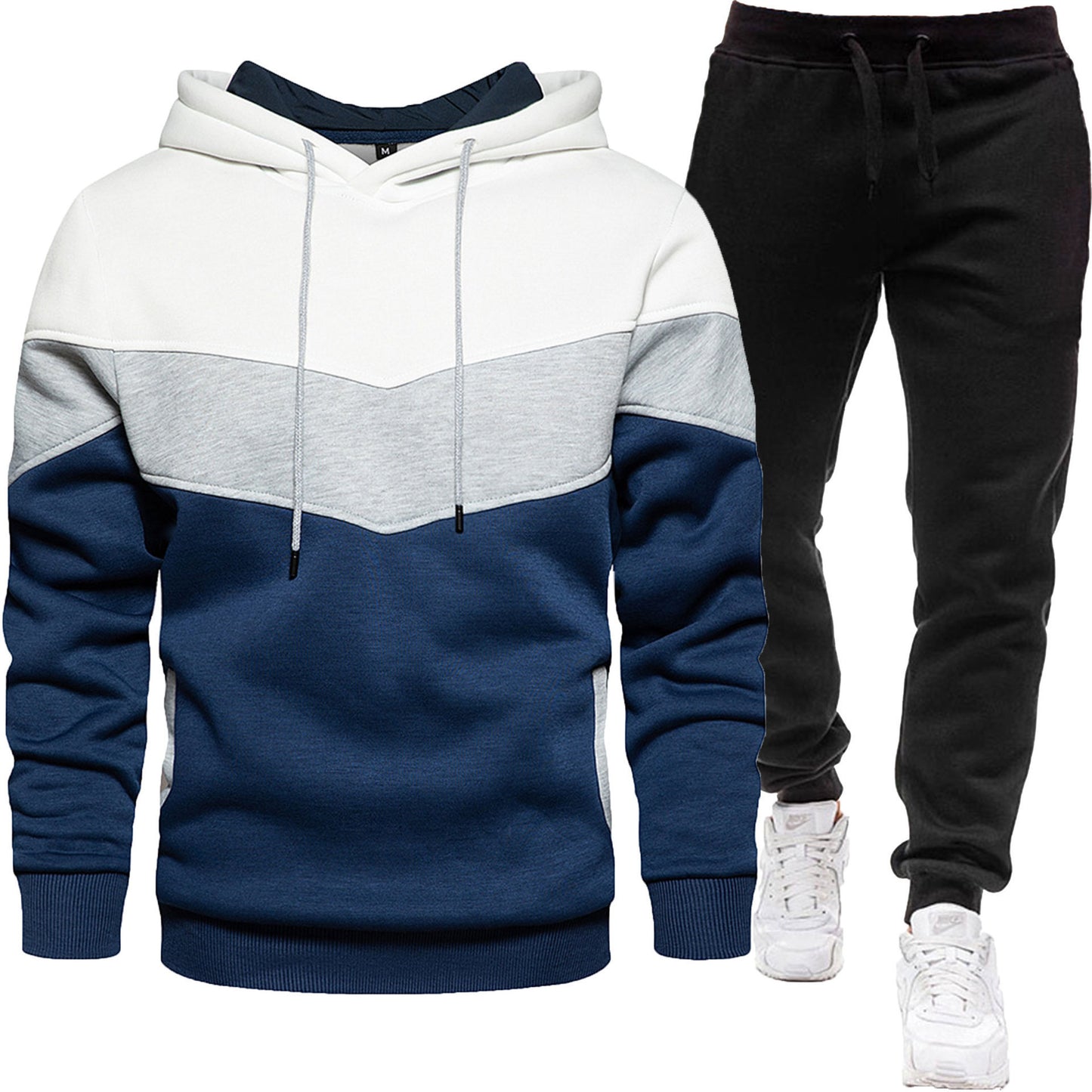 Men's three color hoodie sports suit.