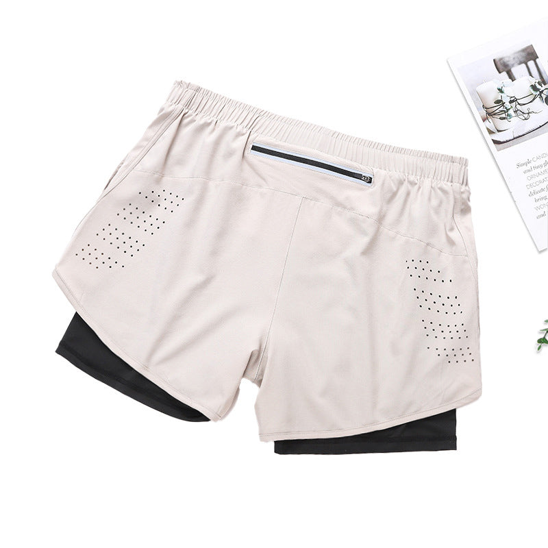 Fake Two Piece Double Layer Sports Shorts
