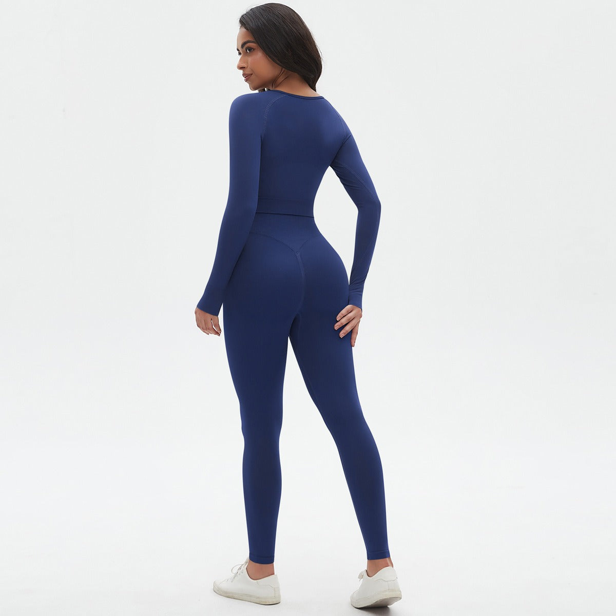 Seamless Knitted Solid Color Tight High Elasticity Yoga Suit Set