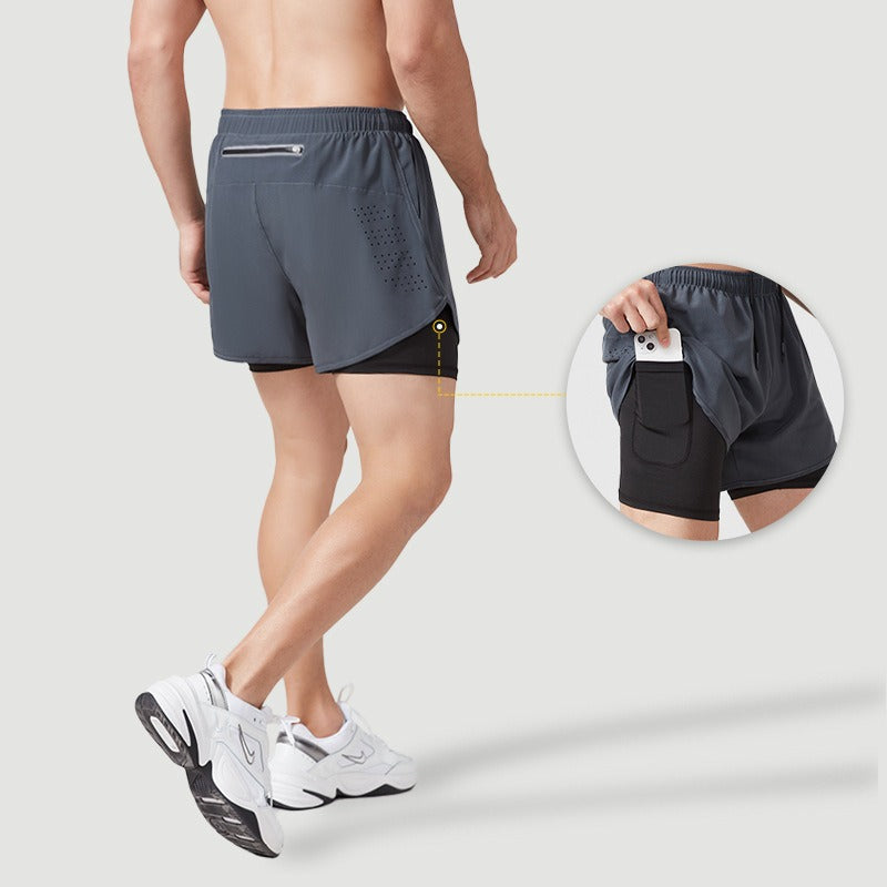 Fake Two Piece Double Layer Sports Shorts