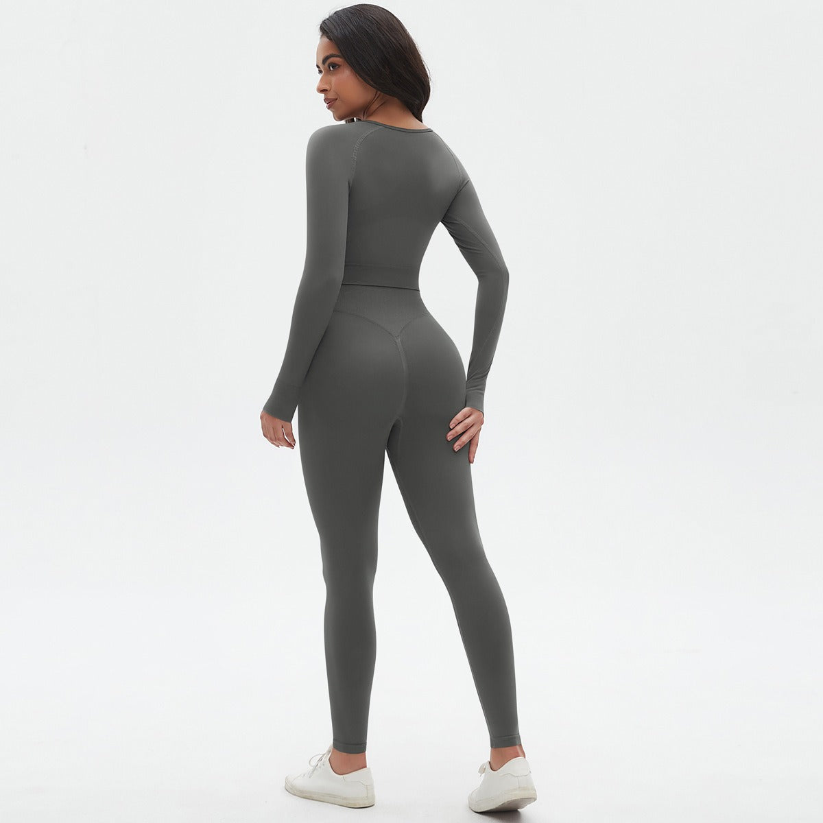 Seamless Knitted Solid Color Tight High Elasticity Yoga Suit Set