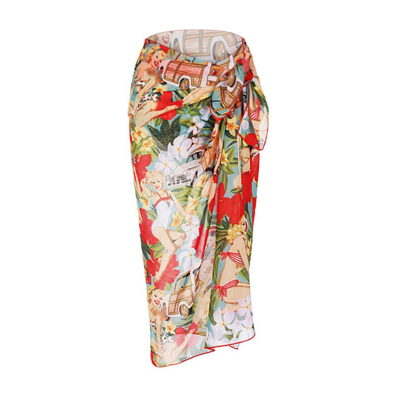 Women's Retro High-Waist Bikini – Lace-Up Printed Two-Piece Swimwear