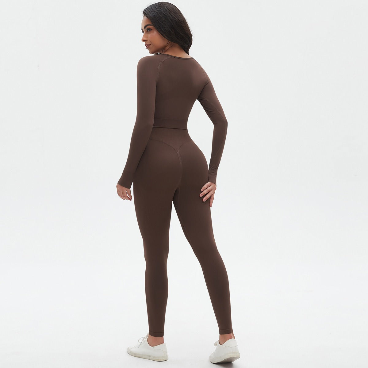Seamless Knitted Solid Color Tight High Elasticity Yoga Suit Set