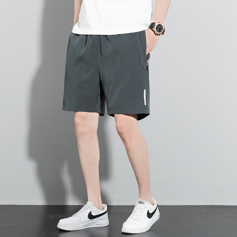 Shorts Mens New Quarter Pants Mens Solid Color Straight Tube