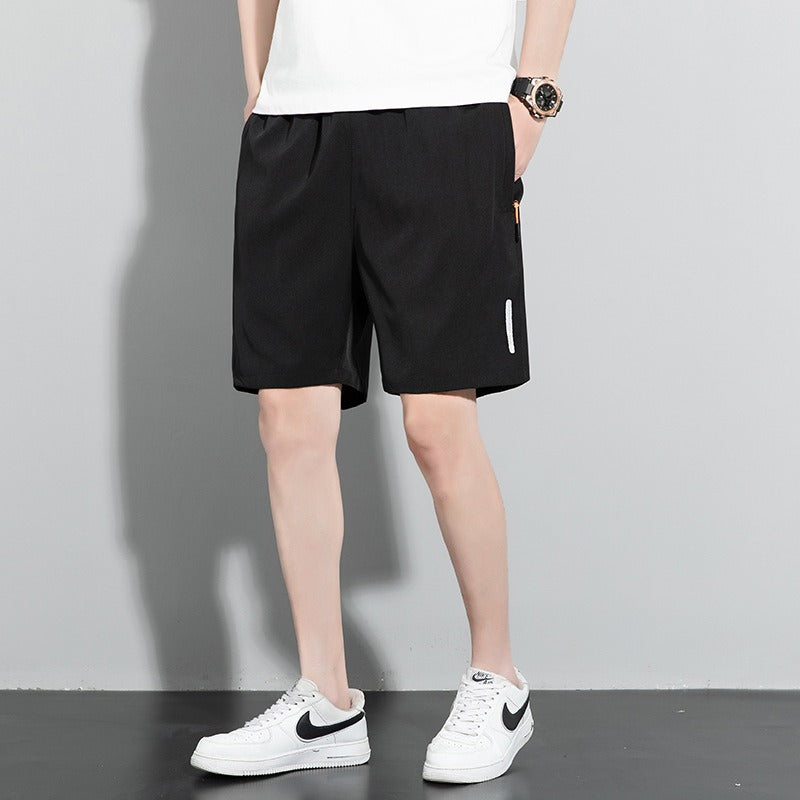 Shorts Mens New Quarter Pants Mens Solid Color Straight Tube