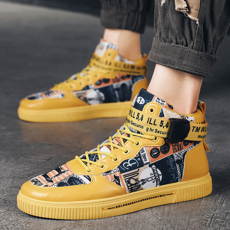Men's trendy shoes, new high top shoes for teenagers