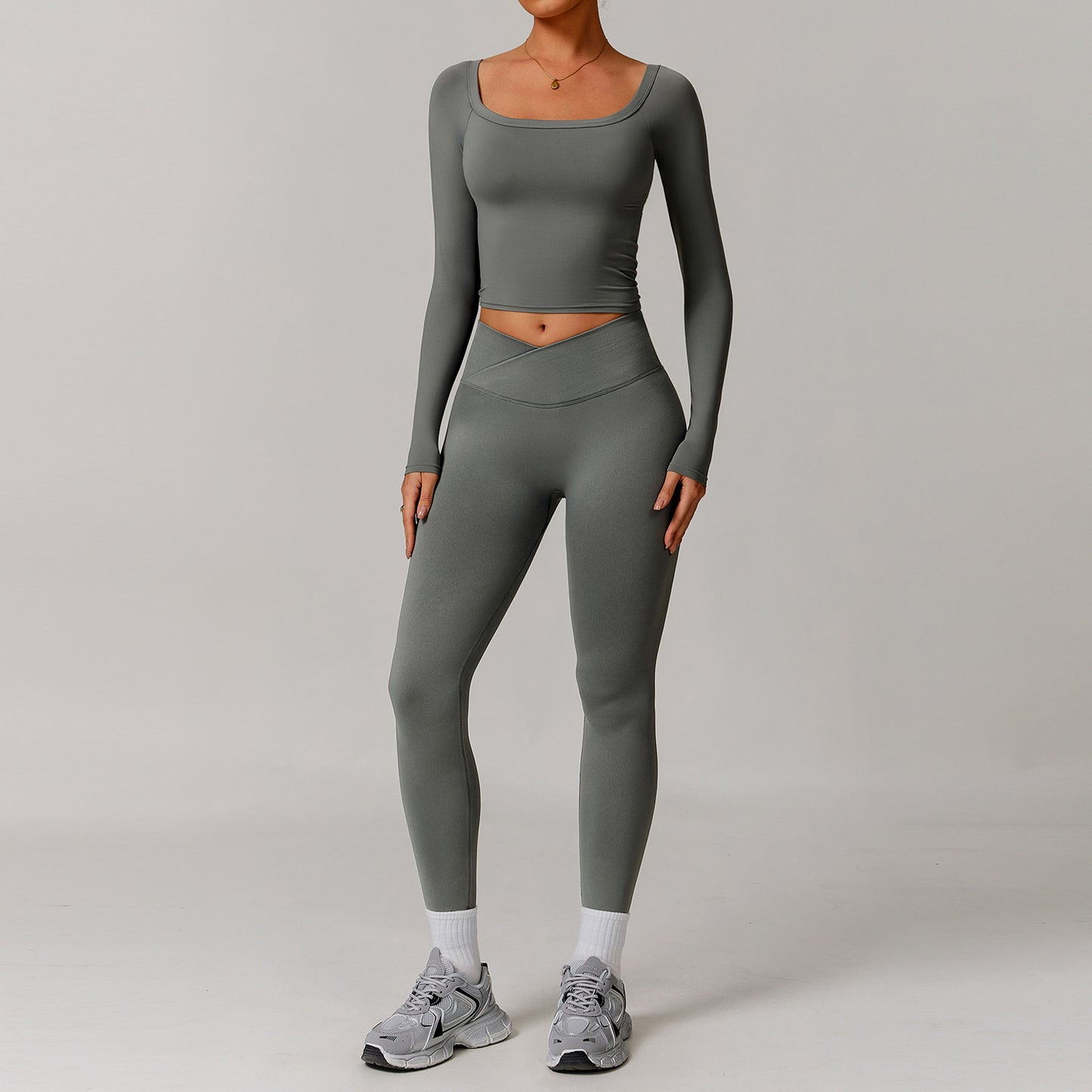 Women’s Off-Shoulder Long Sleeve Yoga Dress – Stylish & Sporty Fit