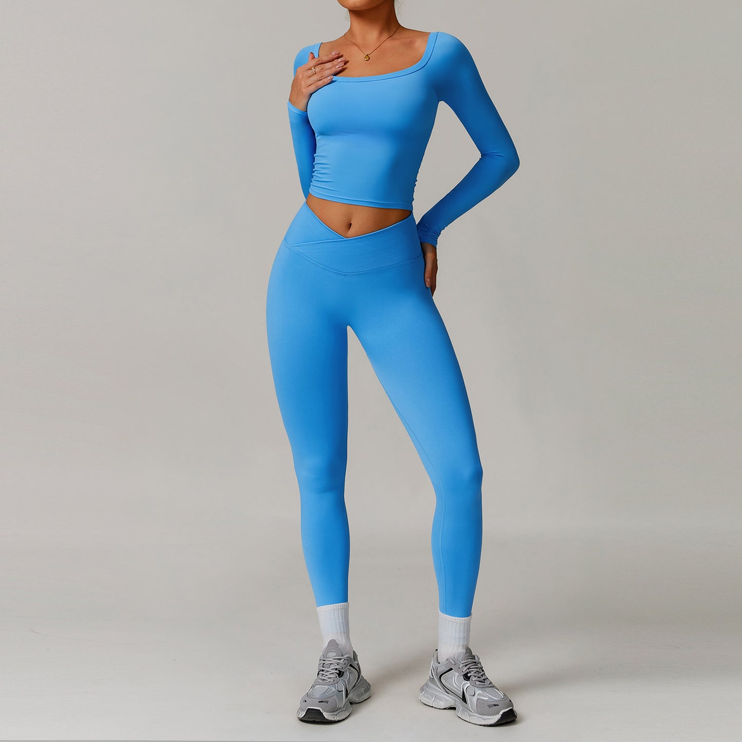 Women’s Off-Shoulder Long Sleeve Yoga Dress – Stylish & Sporty Fit