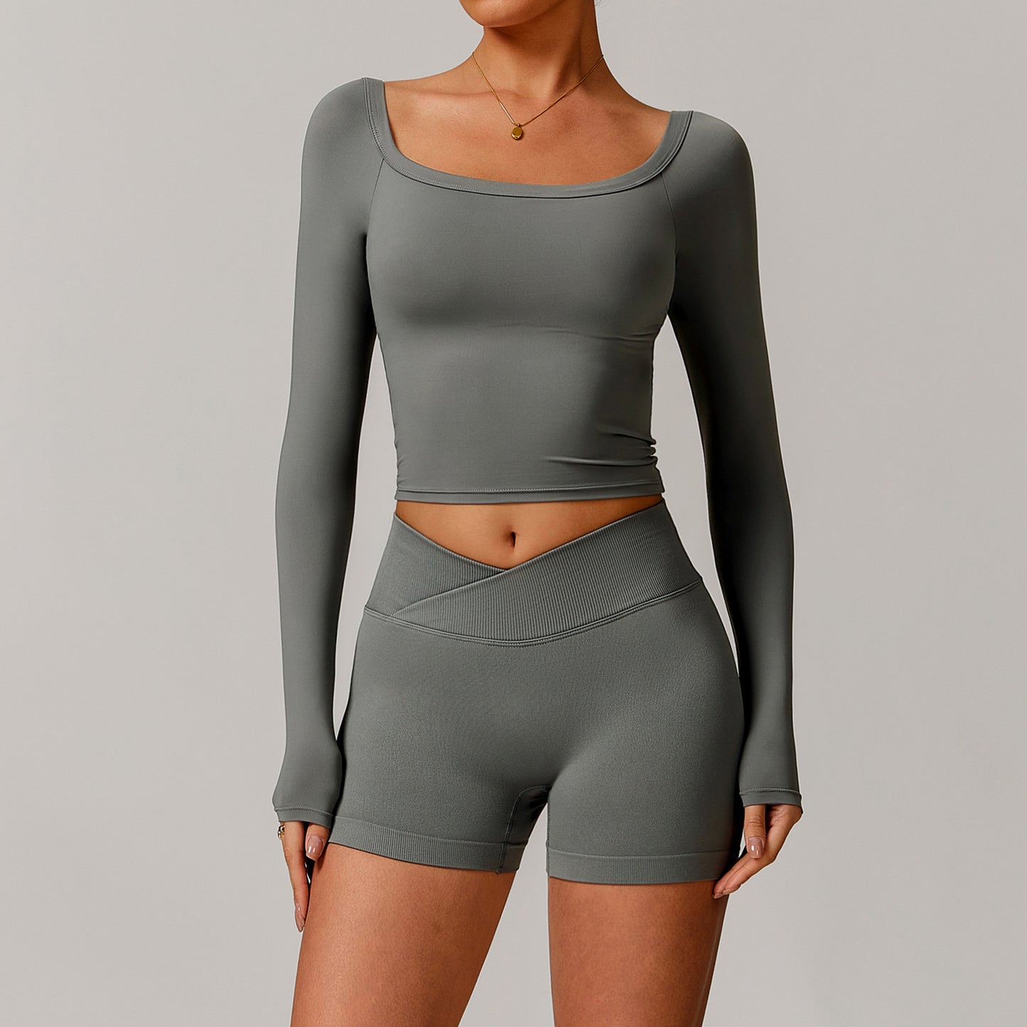 Women’s Off-Shoulder Long Sleeve Yoga Dress – Stylish & Sporty Fit