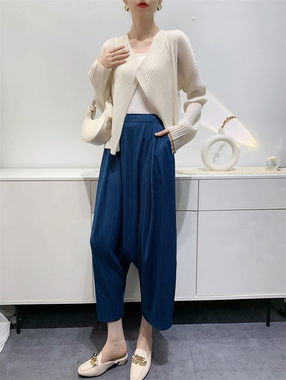 Women’s Wrinkled Harem Suspender Pants