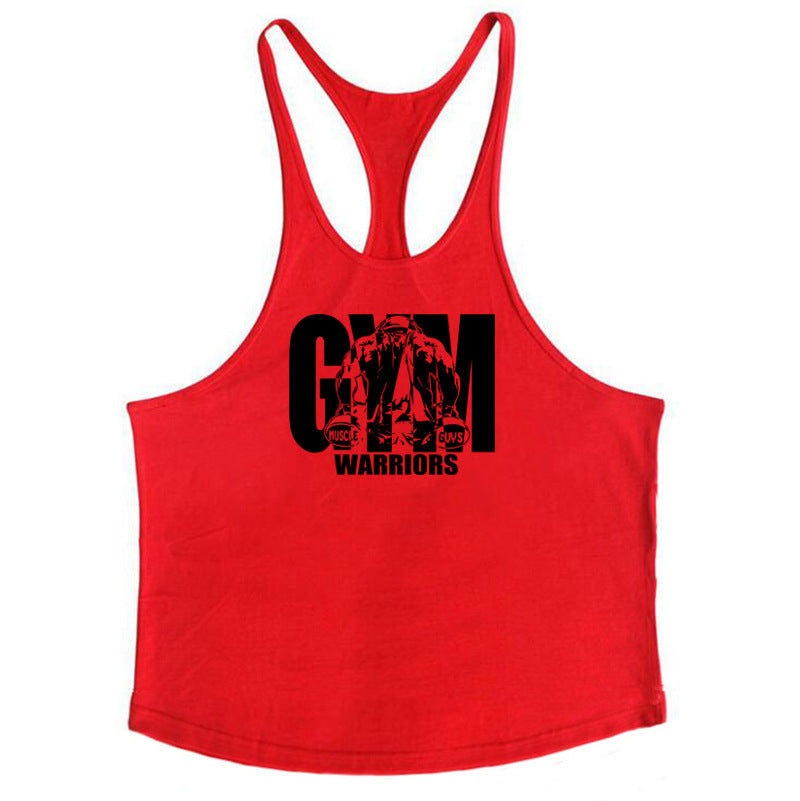 Men’s Gym Warriors Fitness Vest – Deep-Cut Cotton Tank for Workout